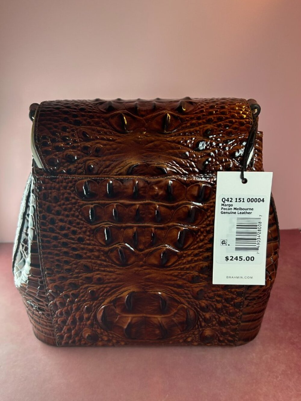 BRAHMIN MARGO CROCODILE-EMBOSSED CROSSBODY BAG - Picture 7 of 12
